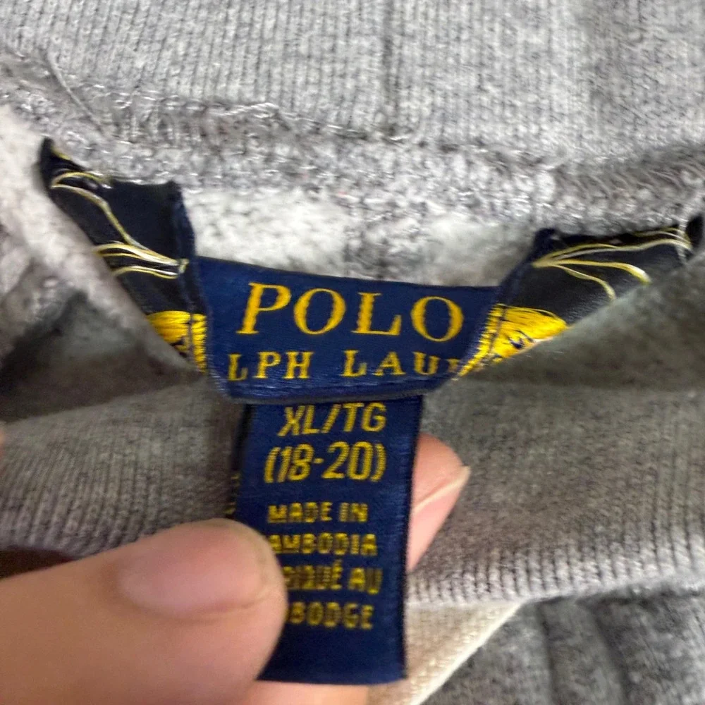 Polo Ralph Lauren Boys Heather Gray Graphic Logo Fleece Sweatpants XL 18-20